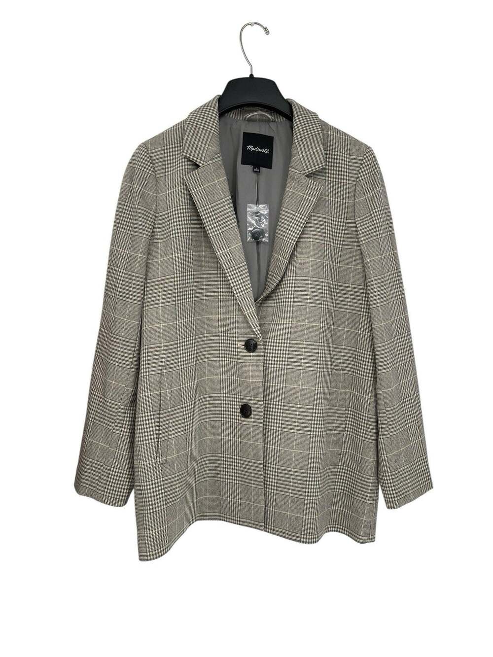 NWT Madewell The Dorset Blazer Galloway Plaid Nicholas Glen Plaid Slouchy Size L
